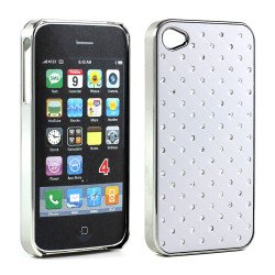 iPhone 4 4S  Star Diamond Chrome Case (White)